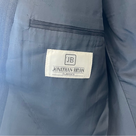 Vintage Jonathan Bryan Wool Blazer Made in Canada | Jack Fraser | Navy Pinstripe - Picture 6 of 11